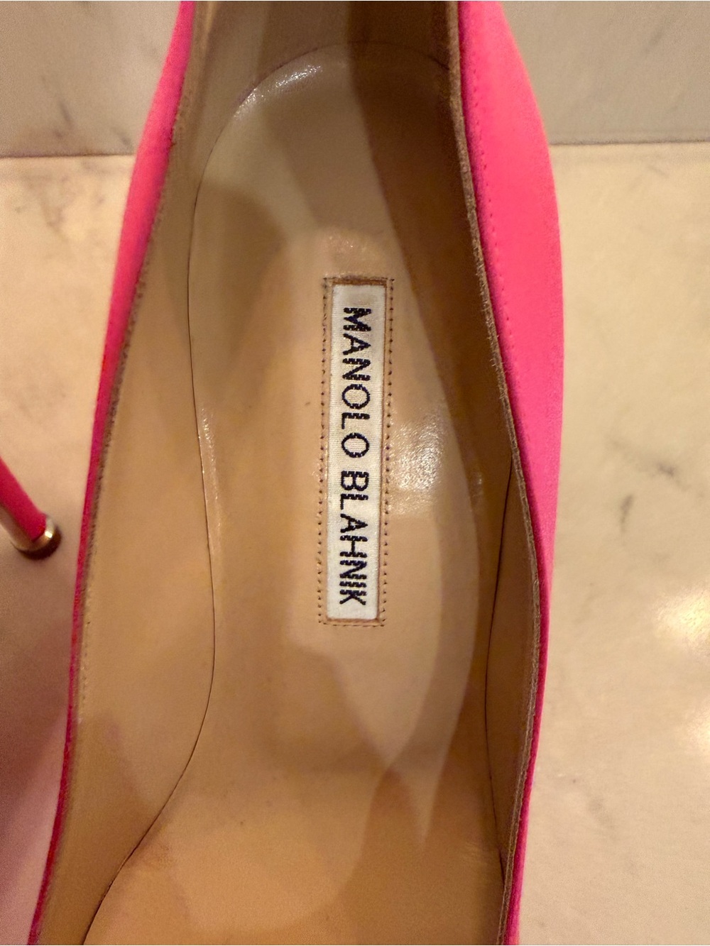 Manolo Blahnik Pink Satin Hangisi Blue Crystal-Embellished Pump - Picture 4 of 10